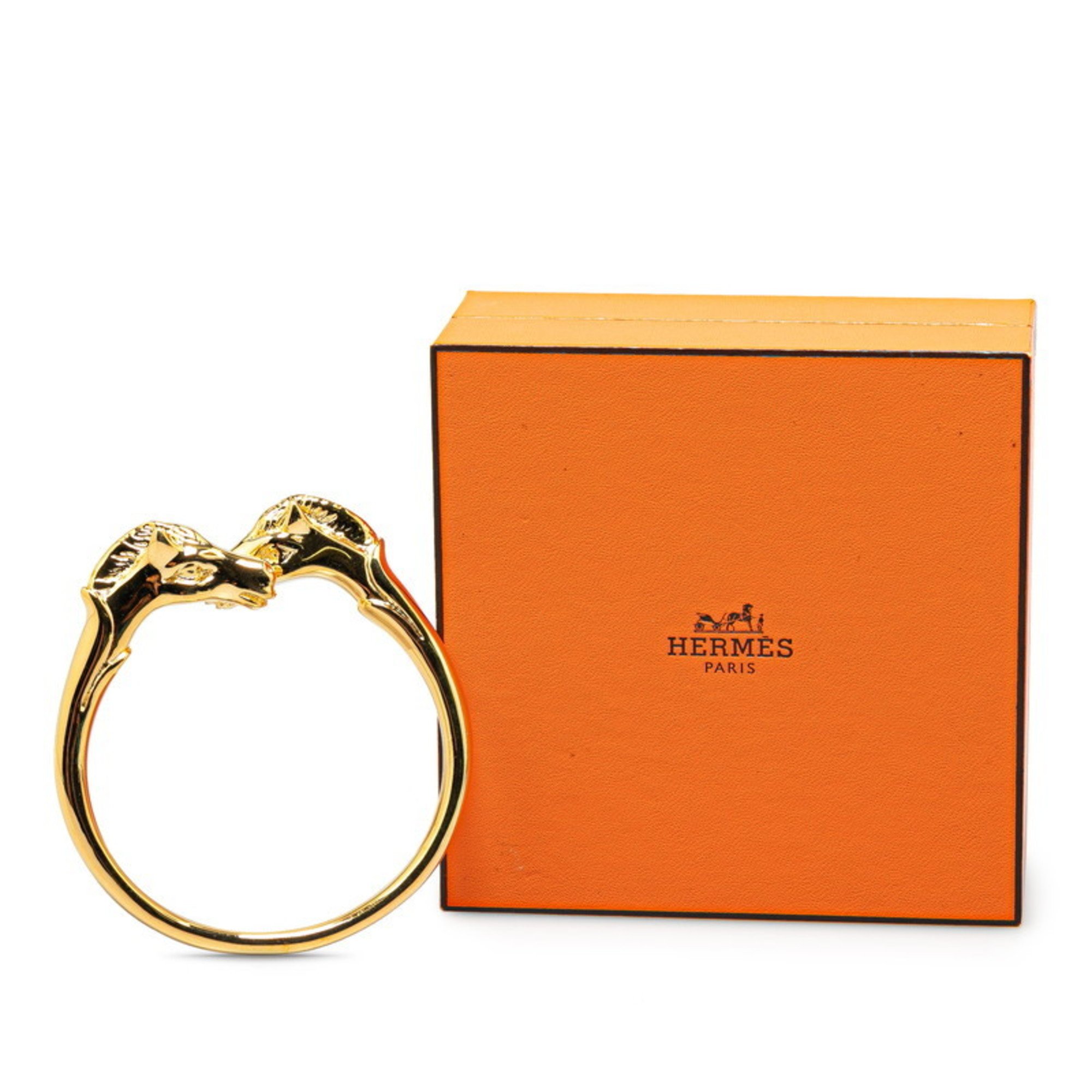 Hermes Cheval Horse Double Bangle Gold Plated Women's HERMES