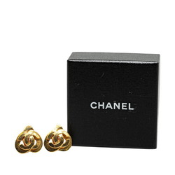 Chanel Coco Mark Heart Motif Earrings Gold Plated Women's CHANEL