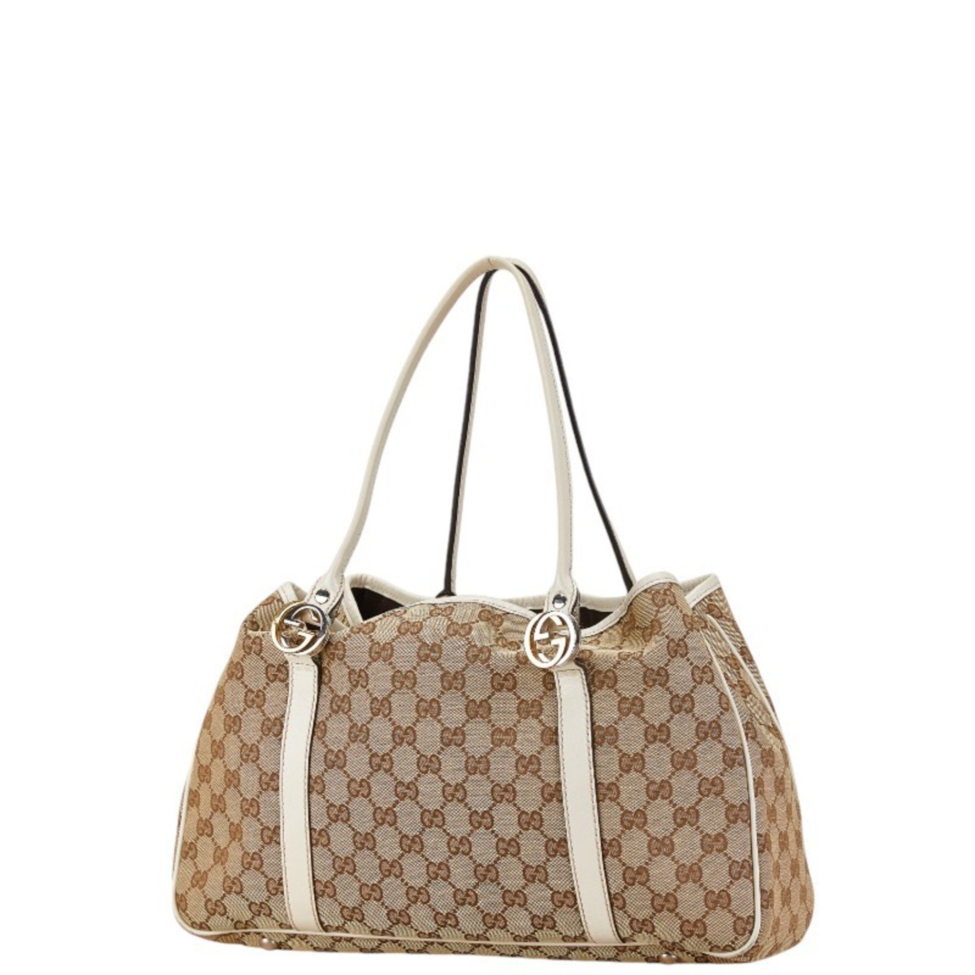 Gucci GG Canvas Double G Motif Shoulder Bag Tote 232957 Beige Pink Leather Women's GUCCI