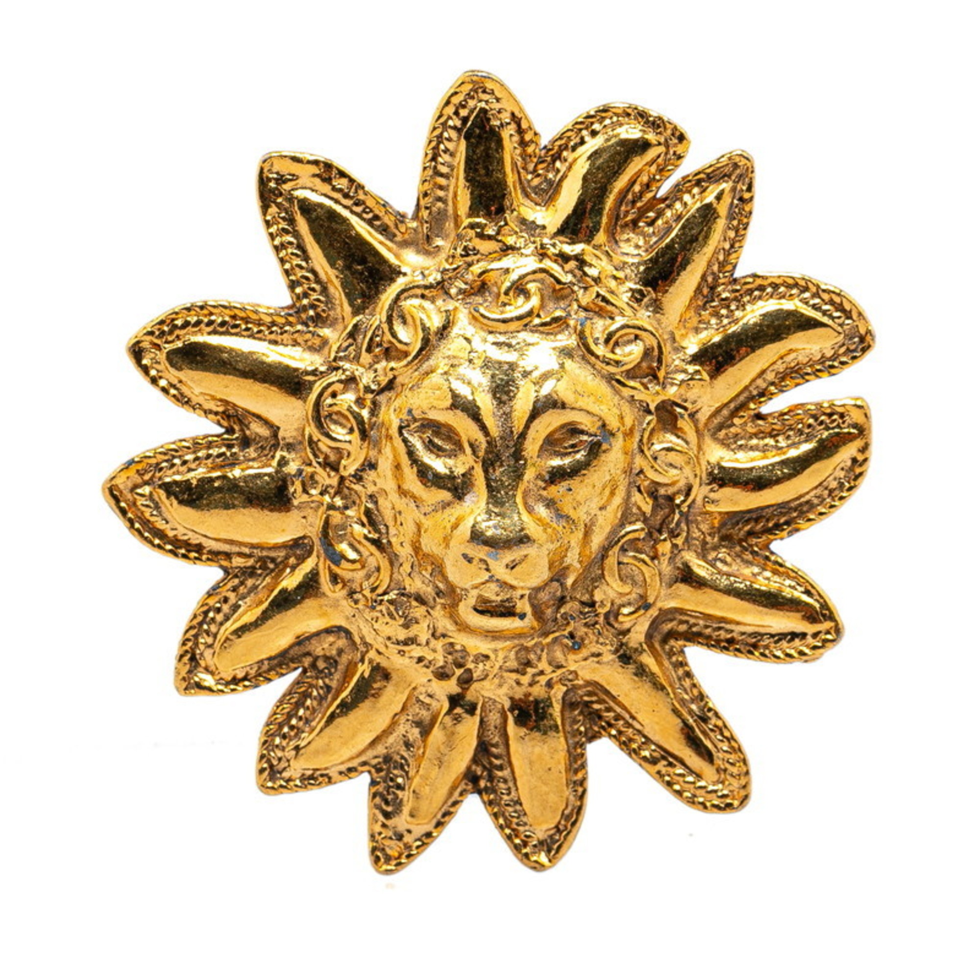 Chanel Lion Motif Brooch Gold Plated Women's CHANEL