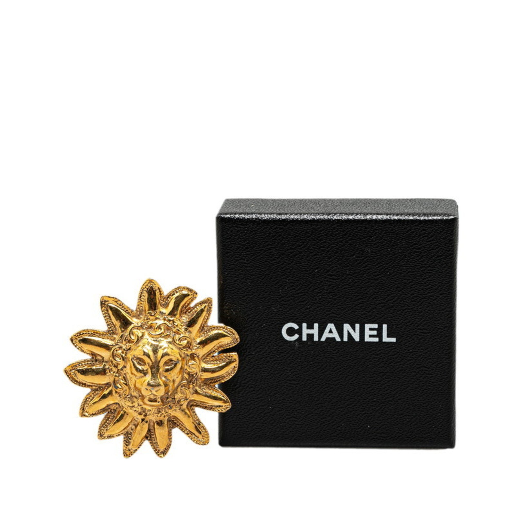 Chanel Lion Motif Brooch Gold Plated Women's CHANEL