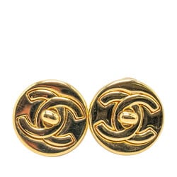 Chanel Coco Mark Turnlock Earrings Gold Plated Women's CHANEL