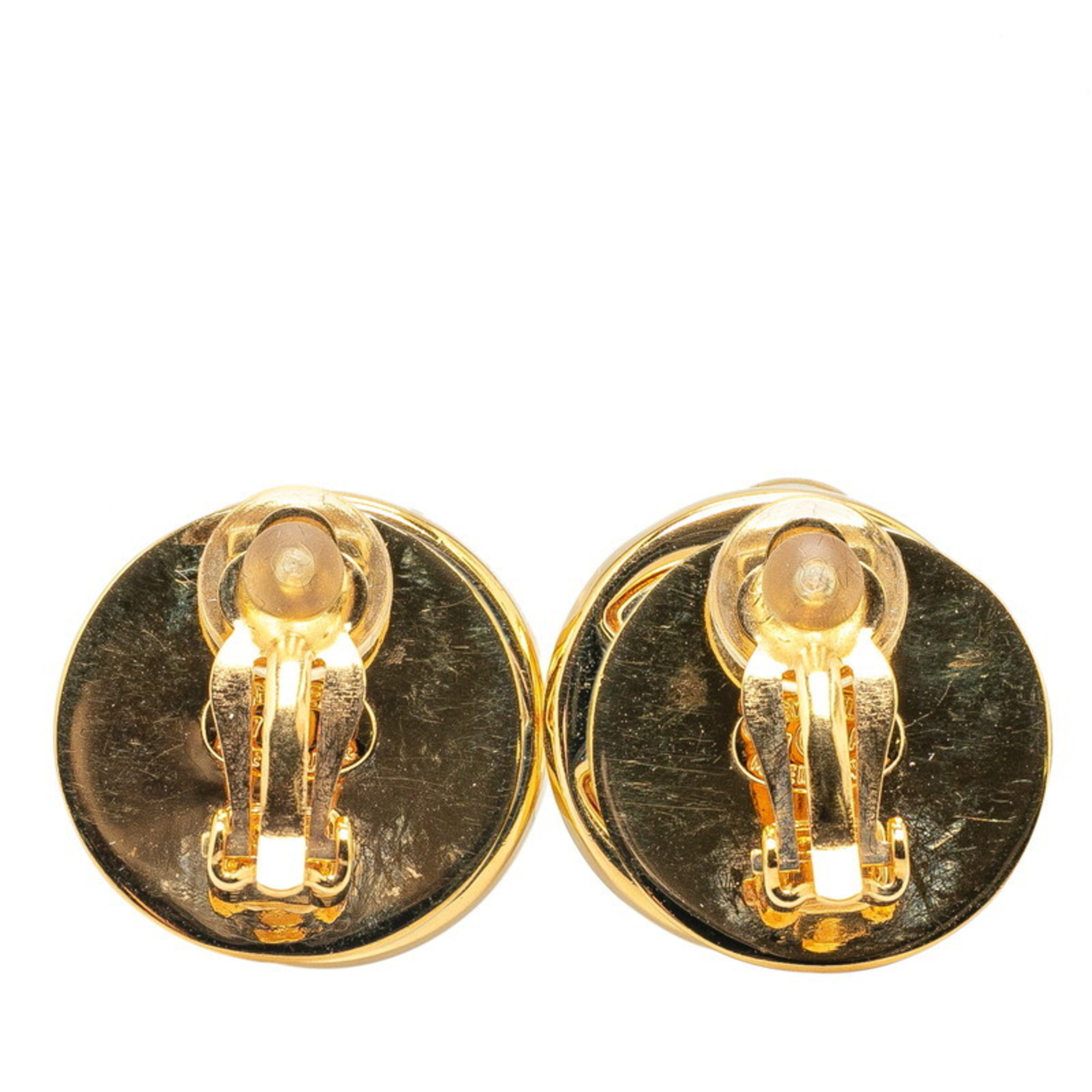 Chanel Coco Mark Turnlock Earrings Gold Plated Women's CHANEL