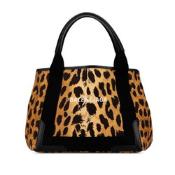 Balenciaga Navy Cabas S Leopard Handbag 339933 Brown Black Canvas Leather Women's BALENCIAGA