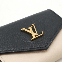 LOUIS VUITTON Louis Vuitton Portefeuille Lock Tri-fold Wallet Compact Bicolor Leather Beige Black M80984