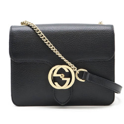 GUCCI Interlocking G Chain Bag Shoulder Leather Black 510304