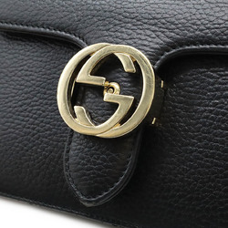 GUCCI Interlocking G Chain Bag Shoulder Leather Black 510304