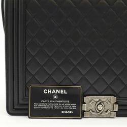 CHANEL Boy Chanel Matelasse Coco Mark Chain Shoulder Bag Leather Black