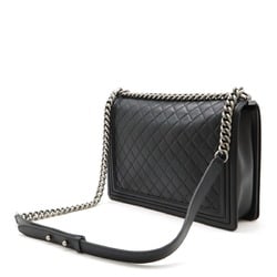 CHANEL Boy Chanel Matelasse Coco Mark Chain Shoulder Bag Leather Black