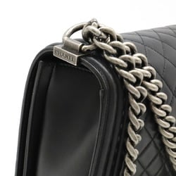 CHANEL Boy Chanel Matelasse Coco Mark Chain Shoulder Bag Leather Black