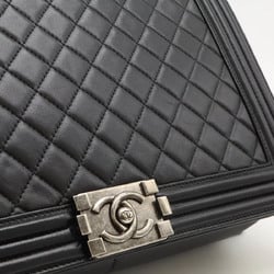 CHANEL Boy Chanel Matelasse Coco Mark Chain Shoulder Bag Leather Black