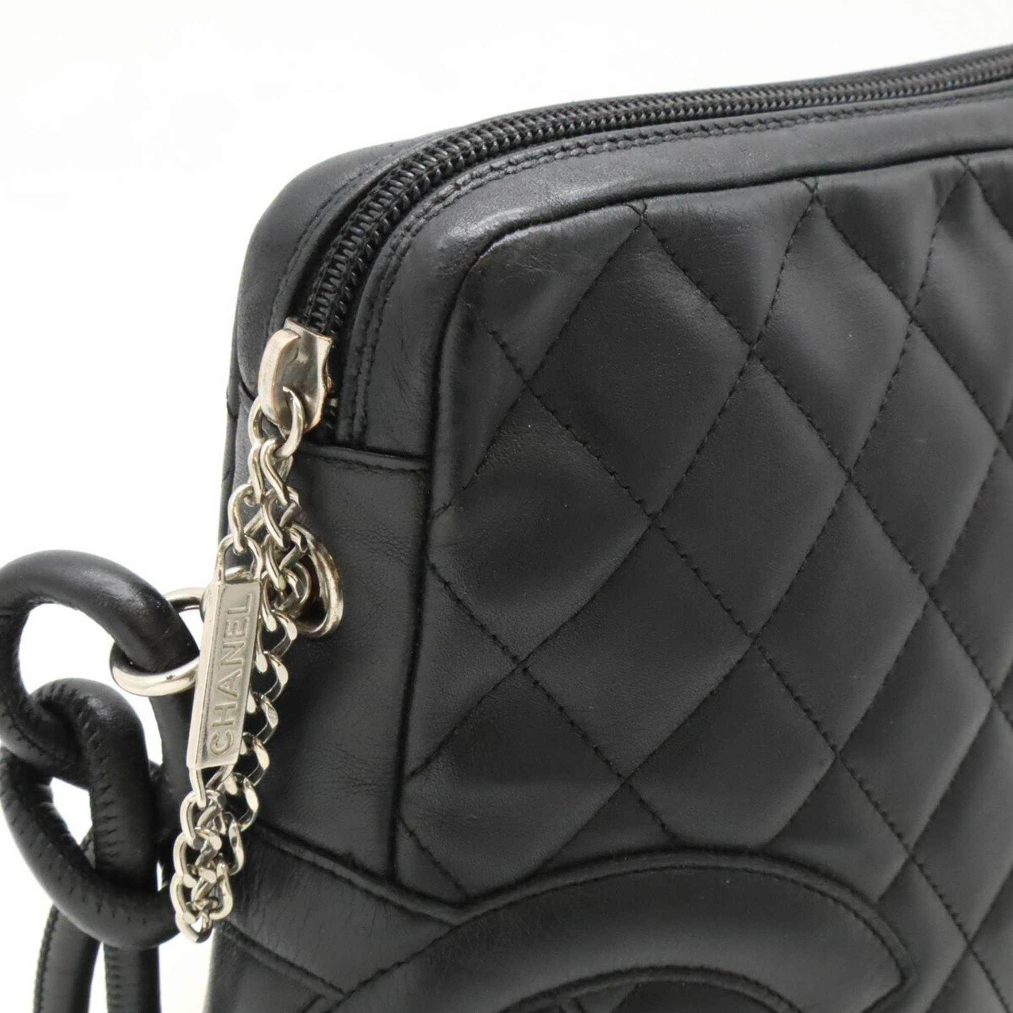 CHANEL Cambon Line Coco Mark Medium Pochette Shoulder Bag Black A25178