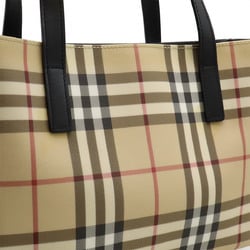 BURBERRY Nova Check Pattern Tote Bag Handbag PVC Leather Beige Black Bordeaux