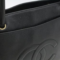 CHANEL Coco Mark Tote Bag Shoulder Caviar Skin Leather Black