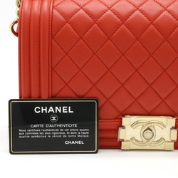 CHANEL Boy Chanel Matelasse Coco Mark Chain Shoulder Bag Leather Red A67086