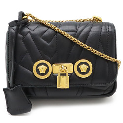 VERSACE Medusa flap chain shoulder bag pochette quilted leather black