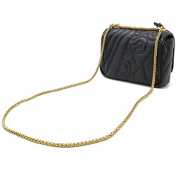 VERSACE Medusa flap chain shoulder bag pochette quilted leather black