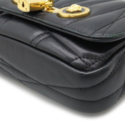 VERSACE Medusa flap chain shoulder bag pochette quilted leather black