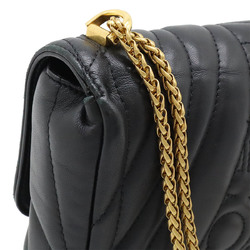 VERSACE Medusa flap chain shoulder bag pochette quilted leather black