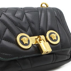 VERSACE Medusa flap chain shoulder bag pochette quilted leather black