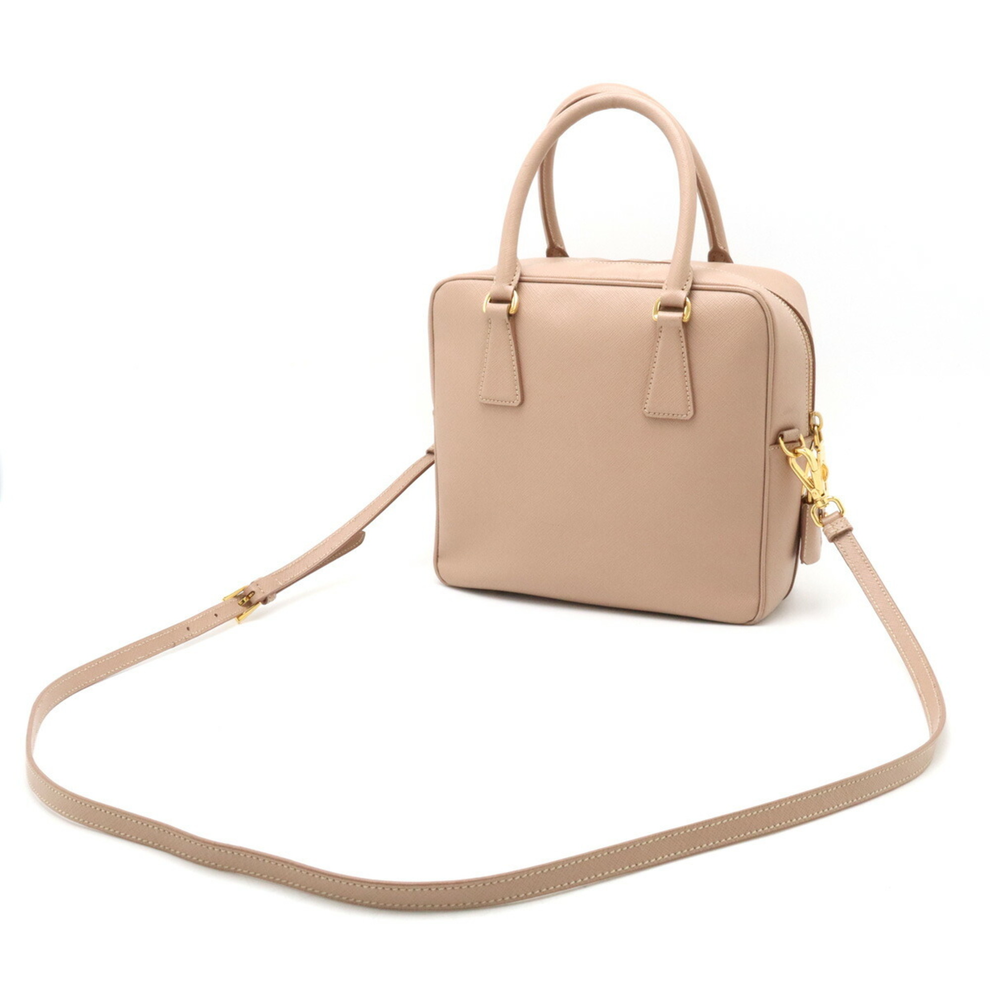 PRADA SAFFIANO handbag shoulder bag leather pink beige