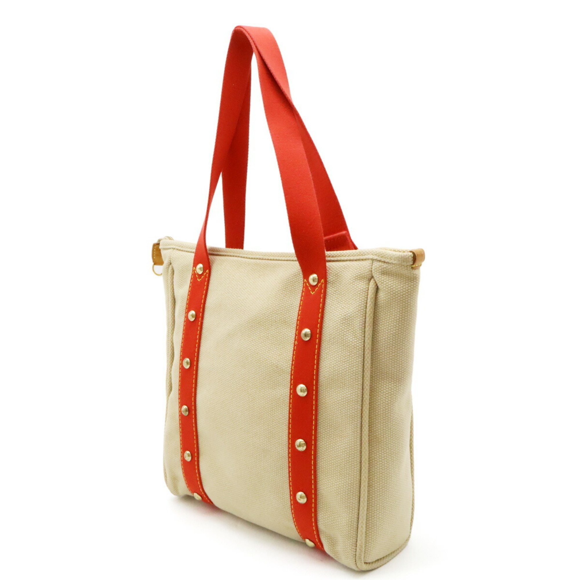 LOUIS VUITTON Louis Vuitton Antigua Line Cabas MM Tote Bag Shoulder Beige Red M40035