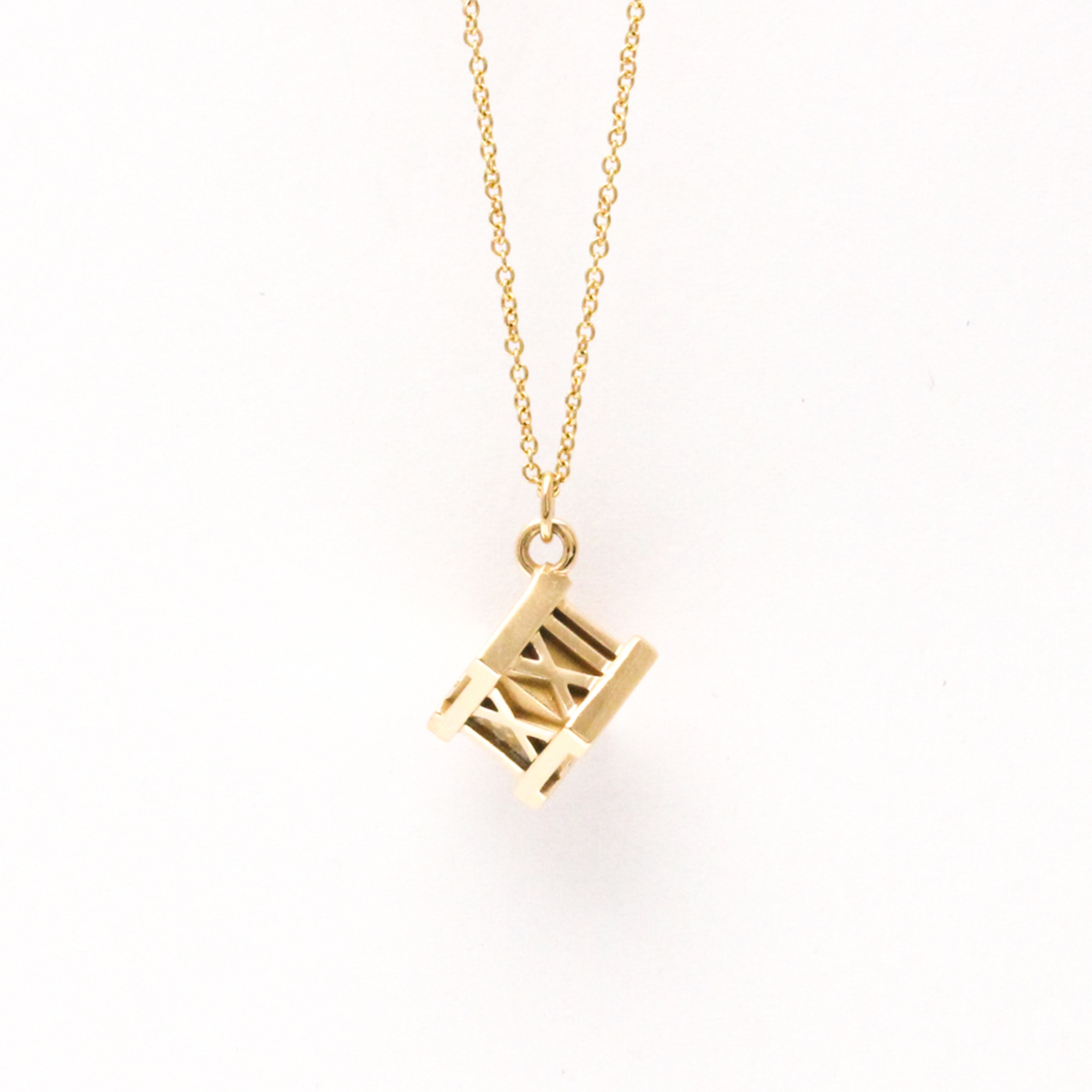 Tiffany Atlas Cube Necklace Pink Gold (18K) No Stone Women,Men Fashion Pendant Necklace (Pink Gold)