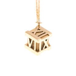 Tiffany Atlas Cube Necklace Pink Gold (18K) No Stone Women,Men Fashion Pendant Necklace (Pink Gold)