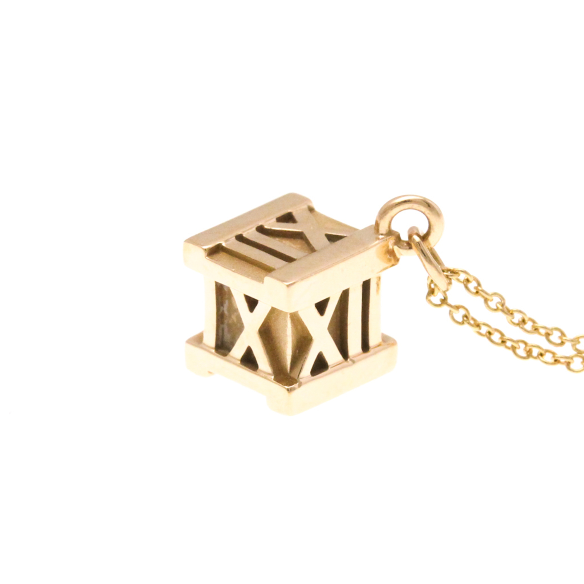 Tiffany Atlas Cube Necklace Pink Gold (18K) No Stone Women,Men Fashion Pendant Necklace (Pink Gold)