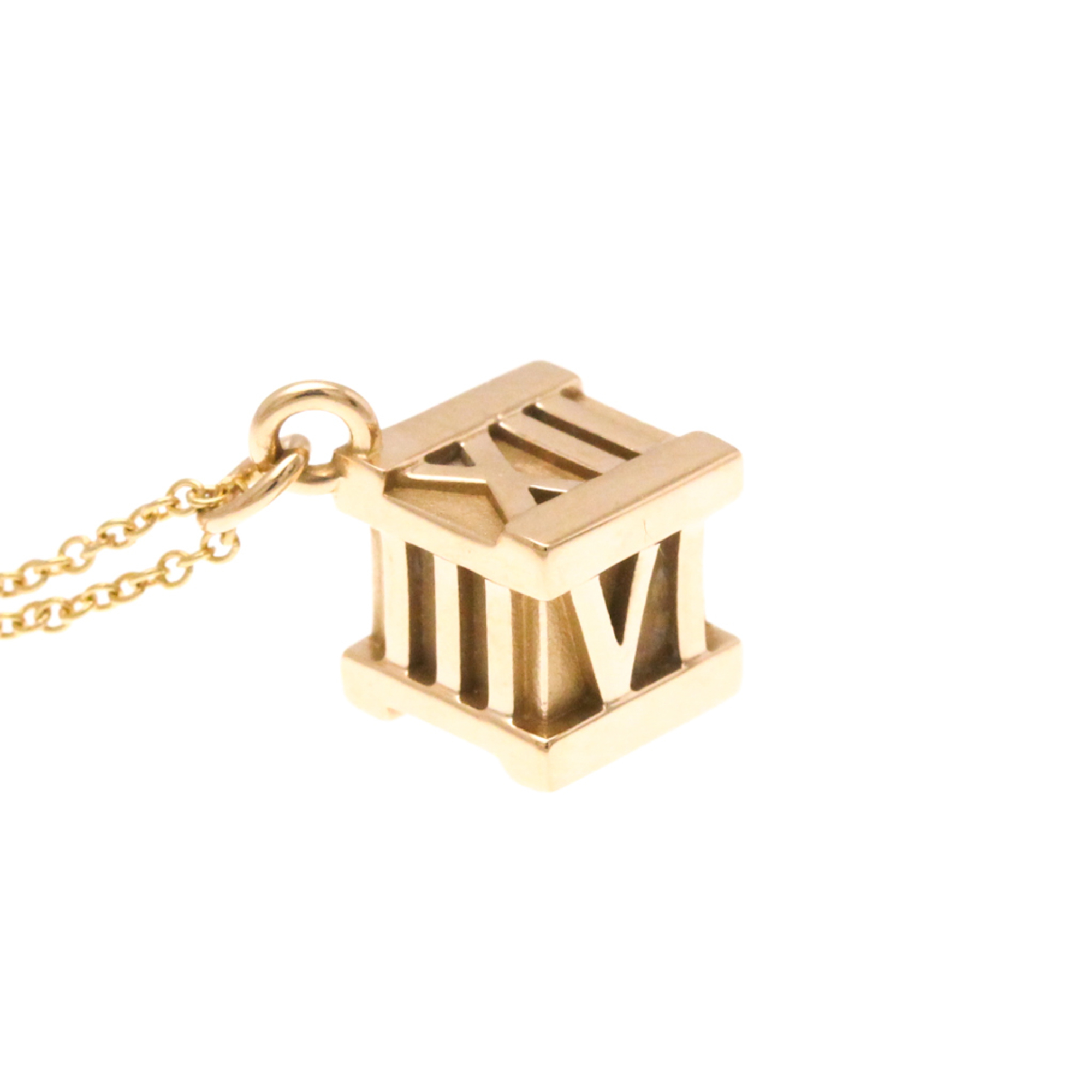 Tiffany Atlas Cube Necklace Pink Gold (18K) No Stone Women,Men Fashion Pendant Necklace (Pink Gold)