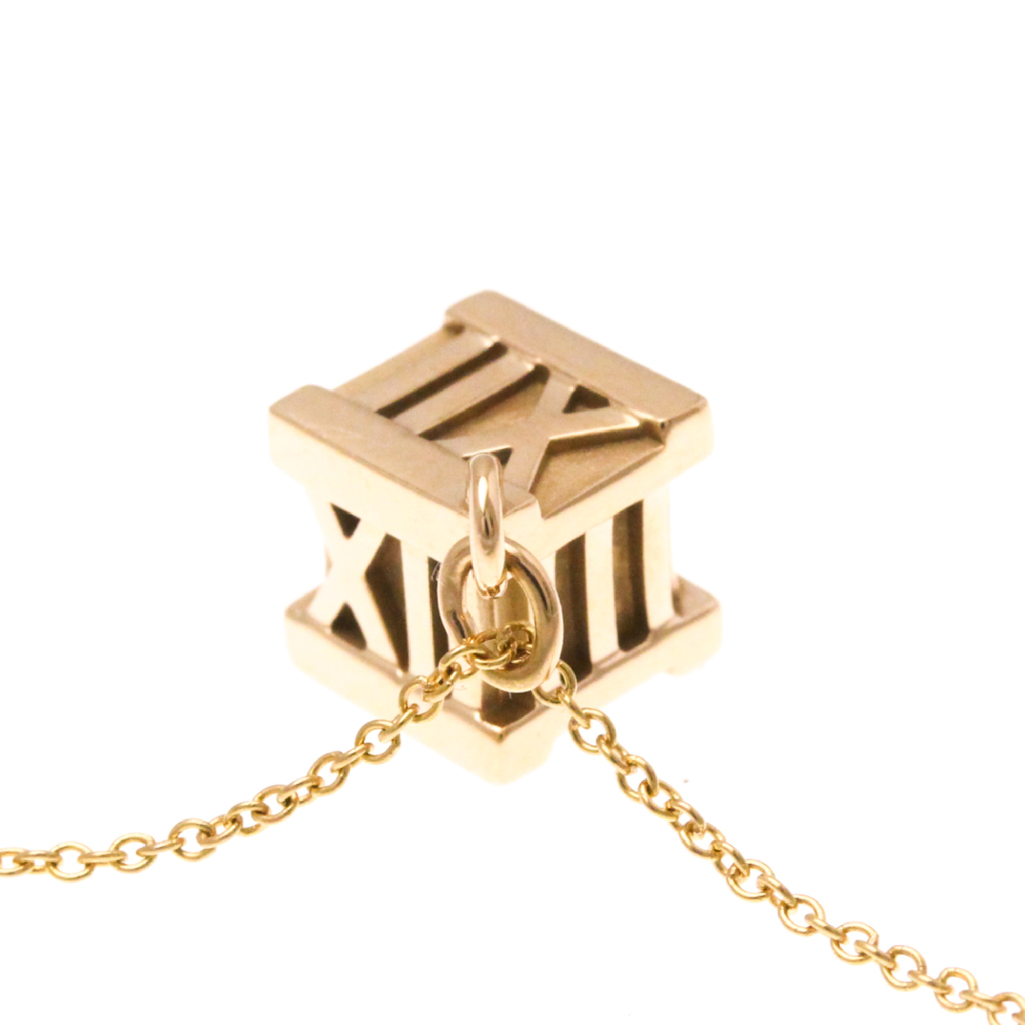 Tiffany Atlas Cube Necklace Pink Gold (18K) No Stone Women,Men Fashion Pendant Necklace (Pink Gold)