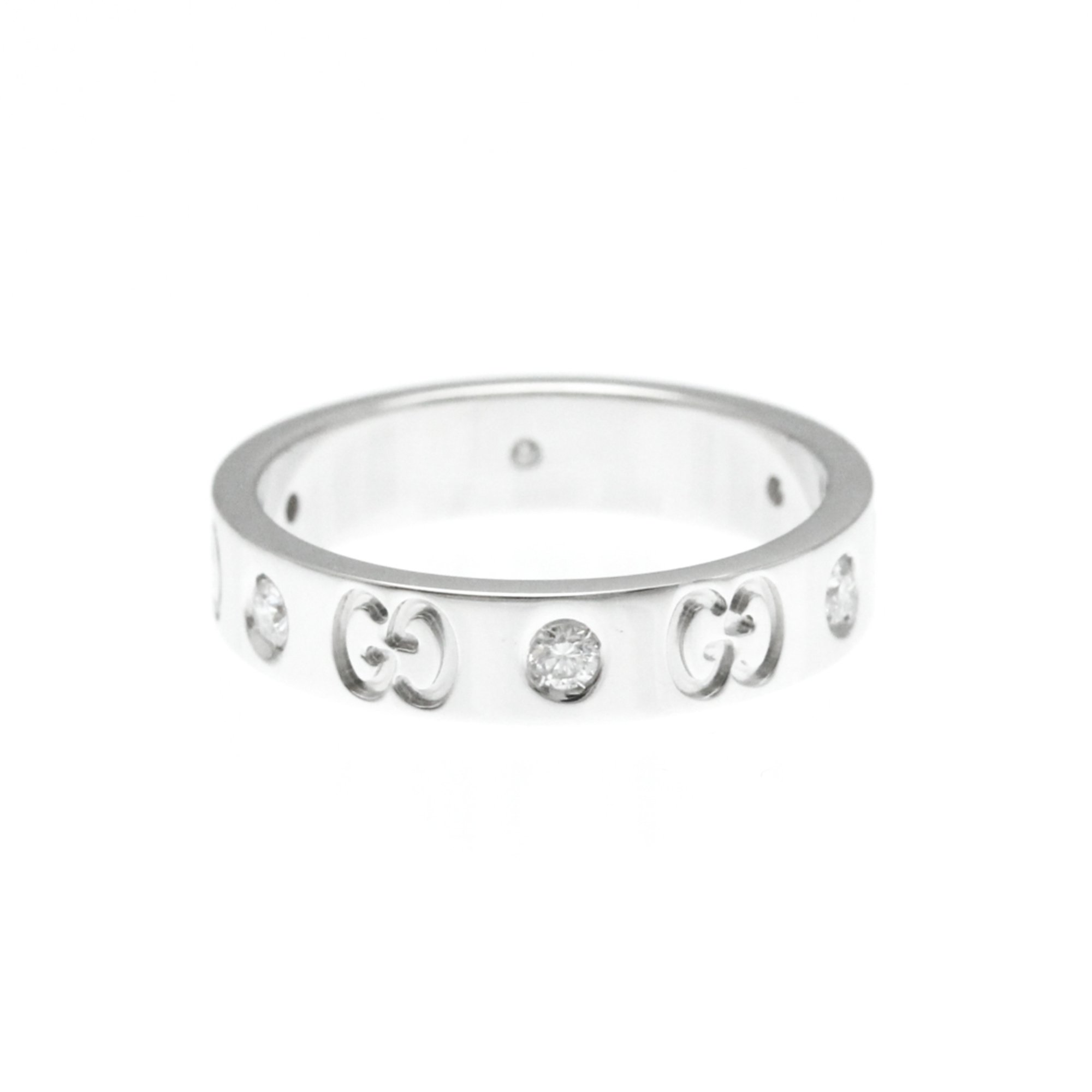 Gucci Icon White Gold (18K) Fashion Diamond Band Ring Silver