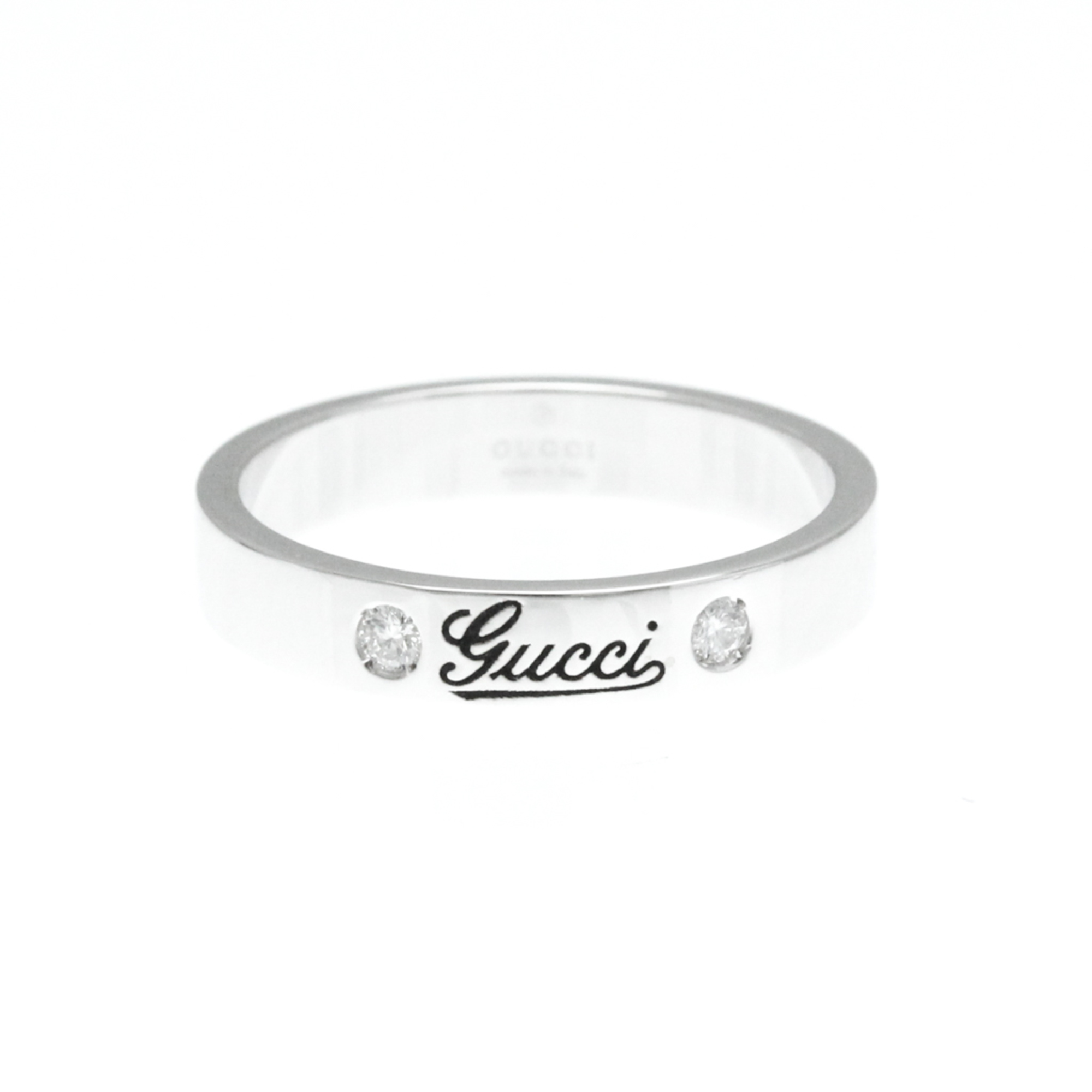 Gucci Icon Print Ring White Gold (18K) Fashion Diamond Band Ring Silver