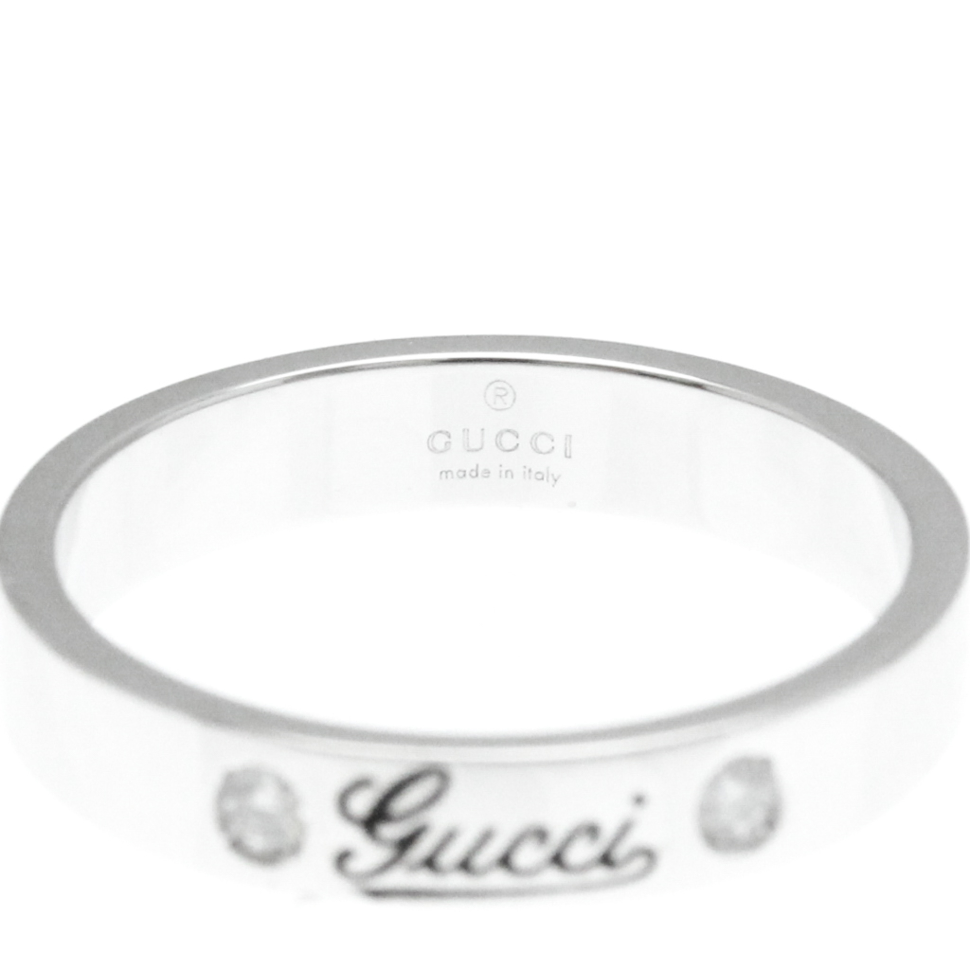 Gucci Icon Print Ring White Gold (18K) Fashion Diamond Band Ring Silver