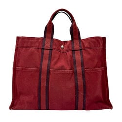 Hermes HERMES Handbag Tote Bag Foule MM Canvas Red Men's Women's n0441