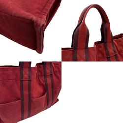 Hermes HERMES Handbag Tote Bag Foule MM Canvas Red Men's Women's n0441