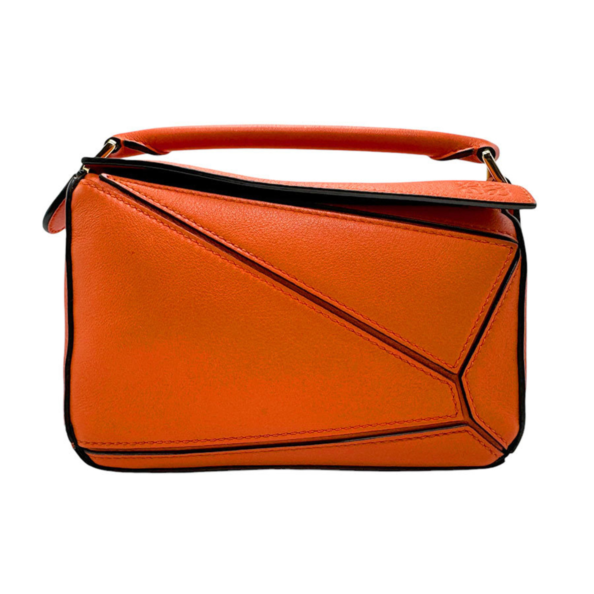 LOEWE Handbag Puzzle Leather Orange Women's n0435