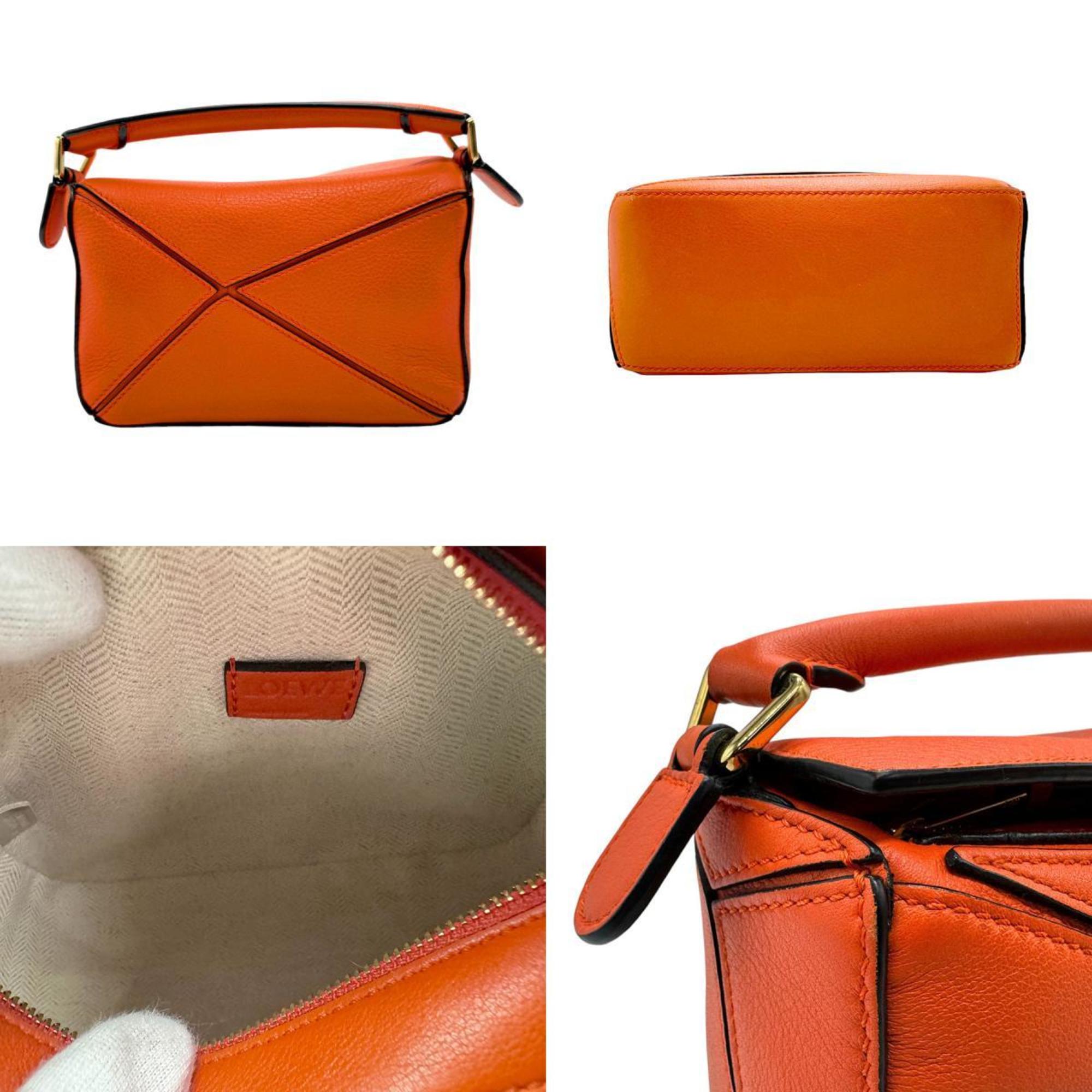 LOEWE Handbag Puzzle Leather Orange Women's n0435