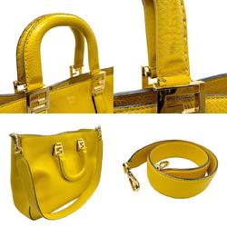 FENDI Handbag Shoulder Bag Selleria Leather Yellow Gold Women's 8BH368-SFR z2561