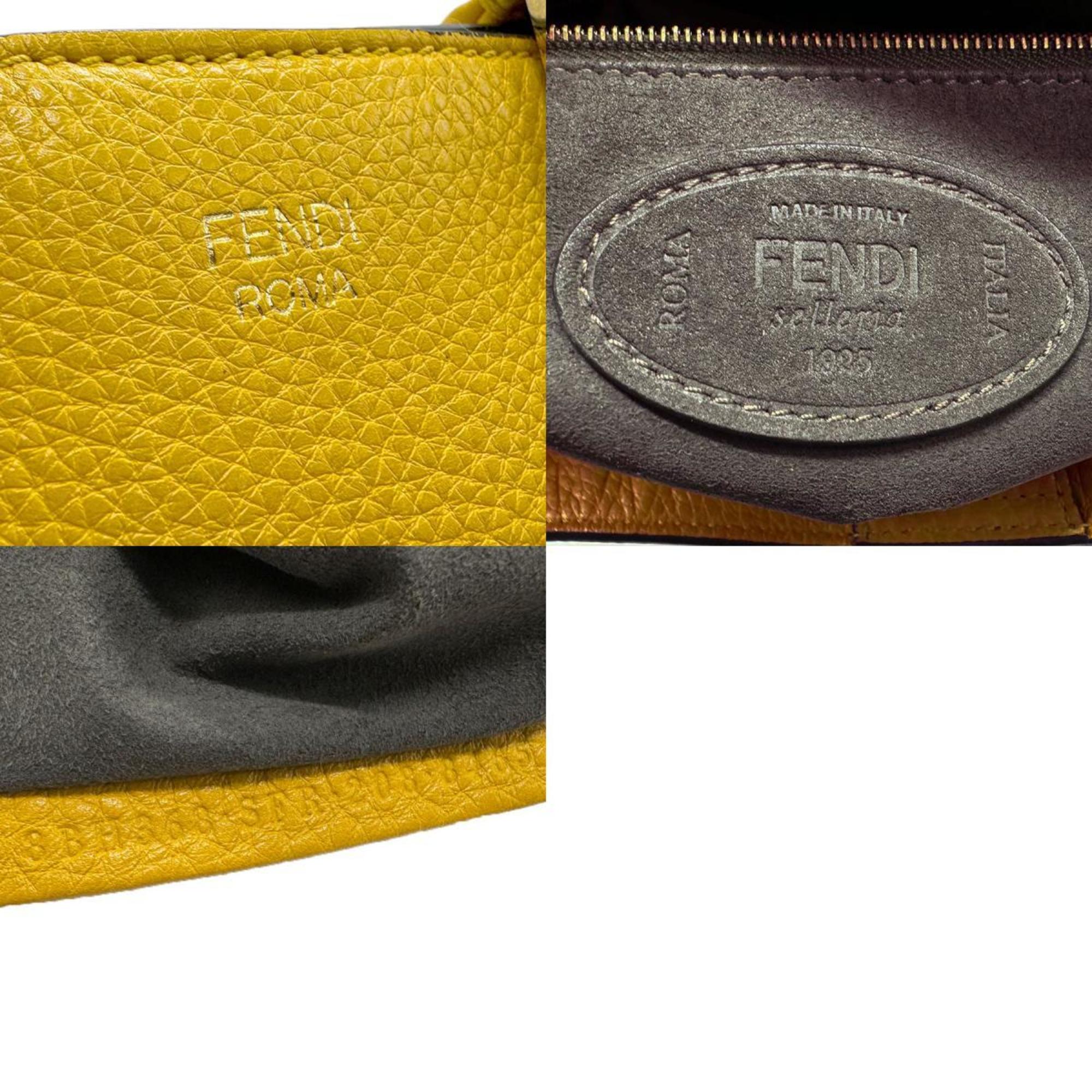 FENDI Handbag Shoulder Bag Selleria Leather Yellow Gold Women's 8BH368-SFR z2561