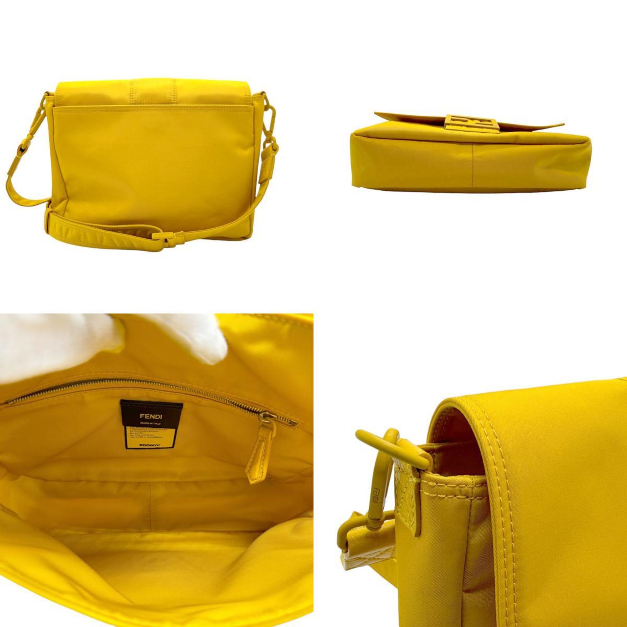 FENDI Shoulder Bag Baguette Nylon Yellow Men's Women's 7VA537 AG0P z2554