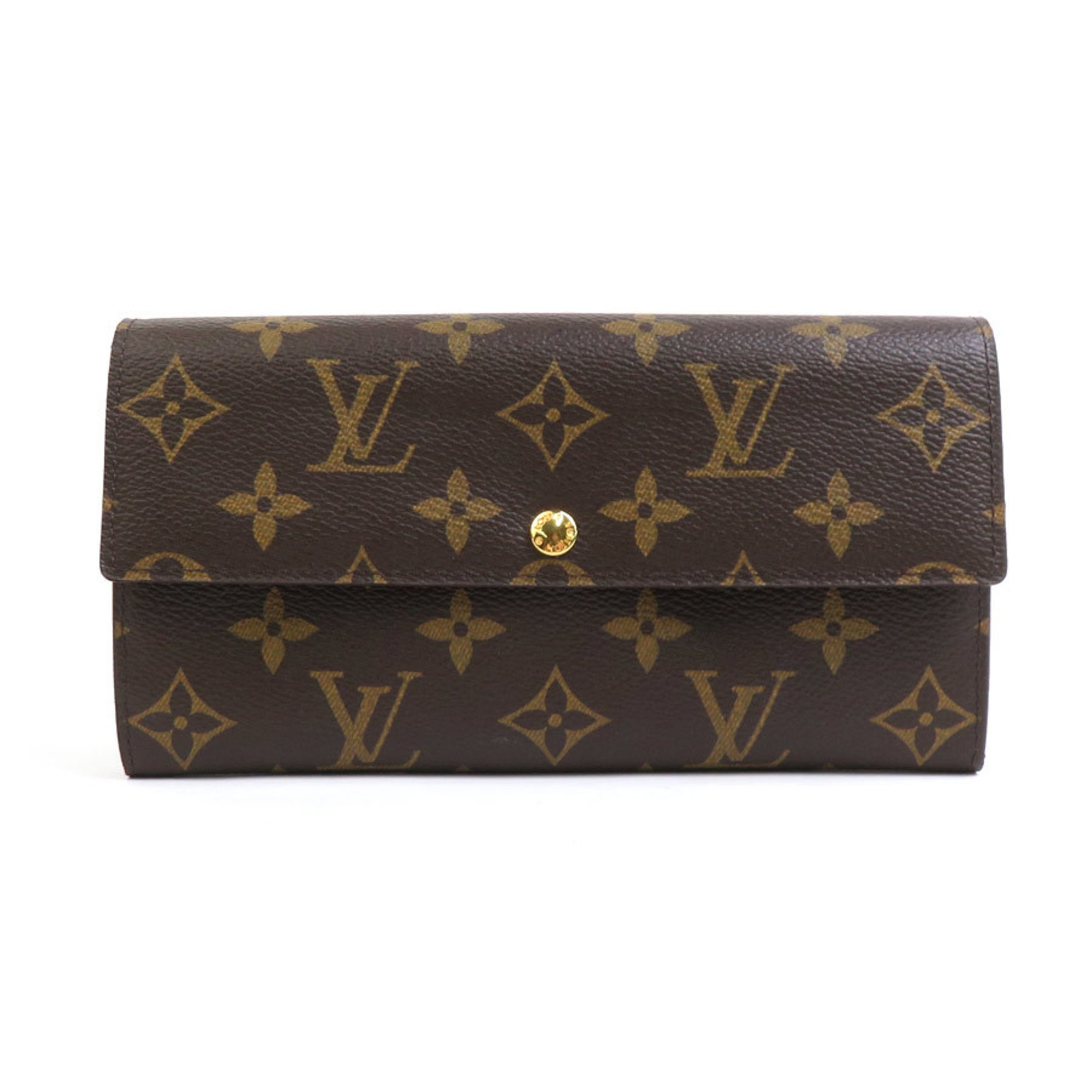 Louis Vuitton LOUIS VUITTON Long Wallet Monogram Portefeuille Sarah Canvas Brown Gold Men's Women's e59300f