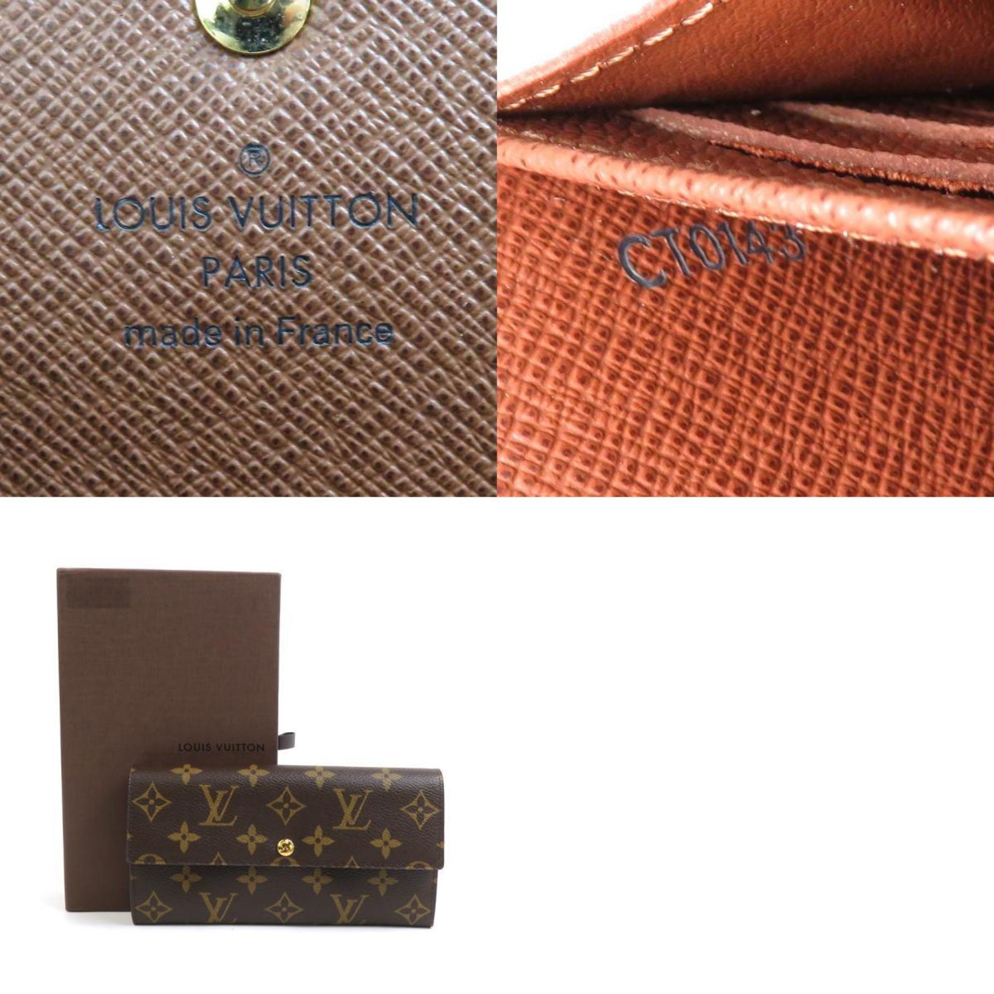 Louis Vuitton LOUIS VUITTON Long Wallet Monogram Portefeuille Sarah Canvas Brown Gold Men's Women's e59300f