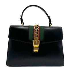 GUCCI Handbag Shoulder Bag Sylvie Leather Black Women's 431665 n0456