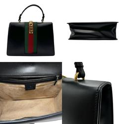 GUCCI Handbag Shoulder Bag Sylvie Leather Black Women's 431665 n0456