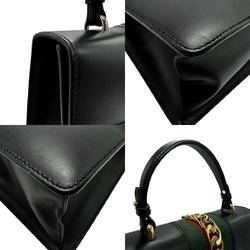 GUCCI Handbag Shoulder Bag Sylvie Leather Black Women's 431665 n0456