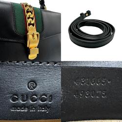 GUCCI Handbag Shoulder Bag Sylvie Leather Black Women's 431665 n0456