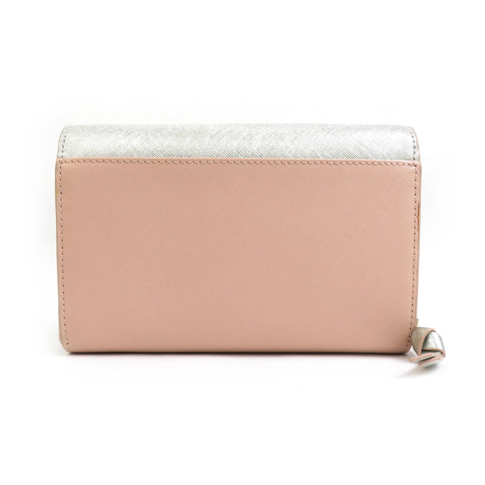 Tory Burch Shoulder Wallet Leather Silver x Pink Women's h30571a