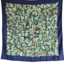 Hermes Scarf Muffler Carre 90 I ARBRE de SOIE Silk Navy Green Women's s0361a