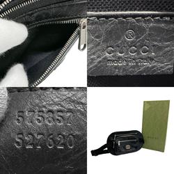 GUCCI Waist bag, belt body Interlocking G leather, black, men's and women's 575857 n0445